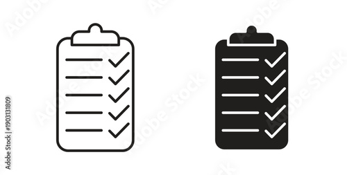 Survey icons vector symbol with editable stroke and flat versions