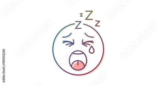 A cute hand-drawn sleepy emoji yawning with zzz symbols expressing exhaustion