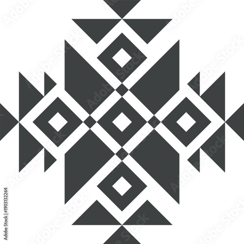 Vintage aztec element. Tribal art black motif