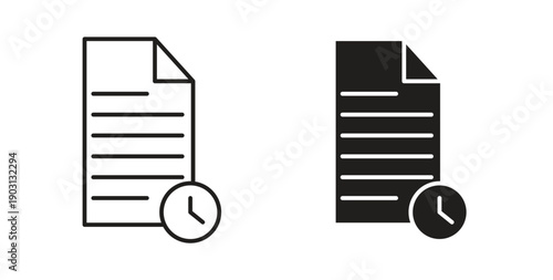 Timesheet icons vector symbol with editable stroke and flat versions