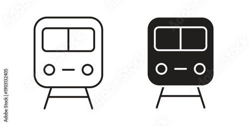 Train icons vector symbol with editable stroke and flat versions