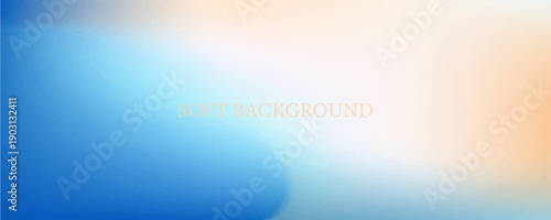 Abstract seaside. Ocean landscape vector texture. Aesthetic blue and beige gradient background. Blurred sea wave pattern. Sun, clouds, rays. Ocean breeze wide banner