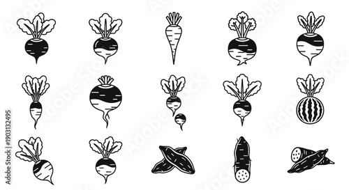 Set of Root Vegetable Icons