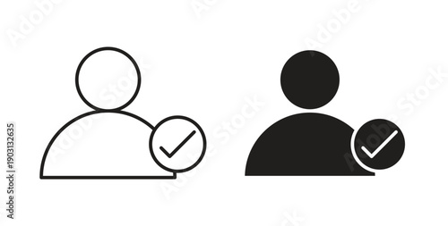User check icons vector symbol with editable stroke and flat versions