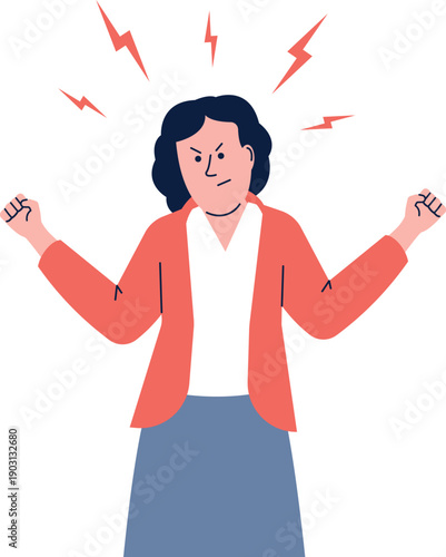 Irritation color icon. Angry woman with mood swings