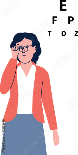 Blurry vision symptom. Medical illness color icon