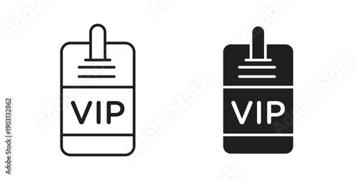 VIP pass icons vector symbol with editable stroke and flat versions