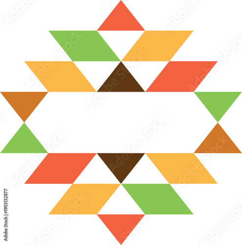 Geometric ethnic logo. Aztec ornament motif element