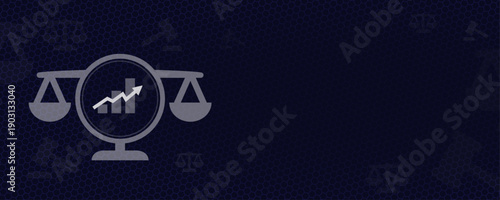 Economic growth law and business development regulation vector concept with rising graph on balance scales and copy space for corporate strategy