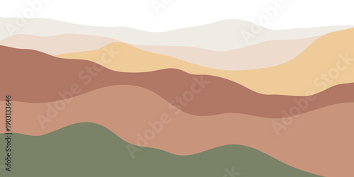 Abstract landscape poster. Nature-themed wall decor, contemporary art print, mid-century mountain backdrop. Illustration of a mountain wave.