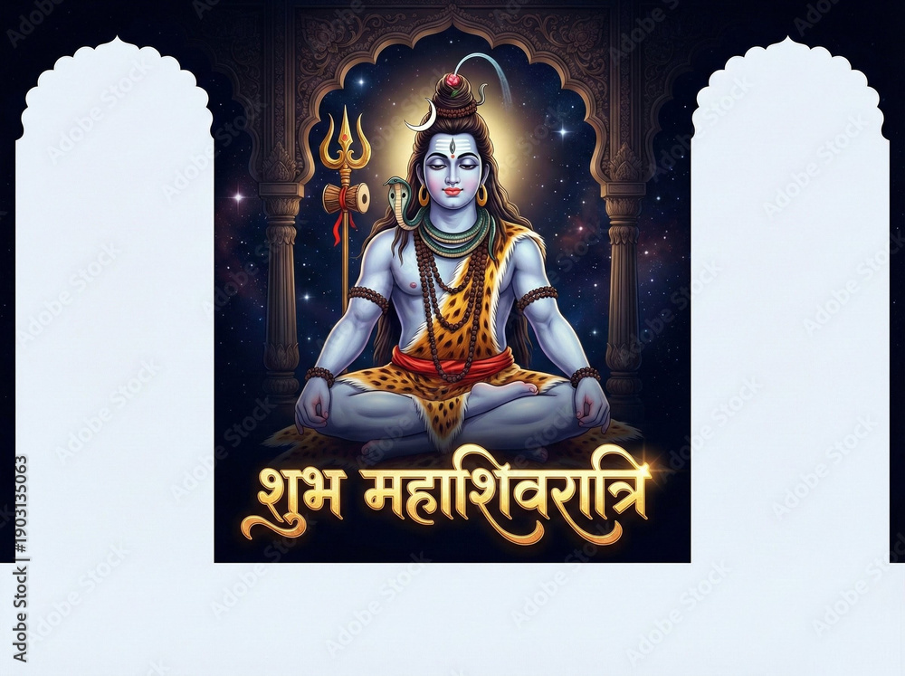 Fototapeta premium Lord shiva portriat design for culture festival background