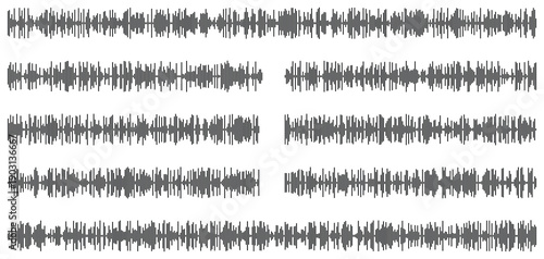 Sound waves collection. Tune equalizer vector set. Music wave, audio lines, signal, sound pattern. Vector illustration.