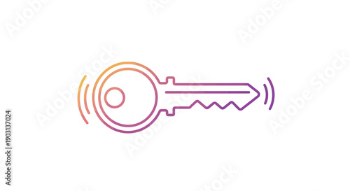 Modern digital key icon with wireless signal for smart access and security solutions