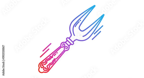 Vibrant gradient meat carving fork icon symbolizing speed and modern kitchen tools digital graphic