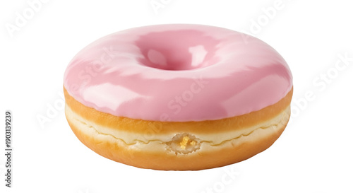 Canvas Print Delicious donut with pink frosting isolated PNG, sweet treat for dessert and sna