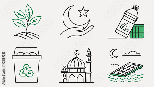 Eco-Friendly Icons for Ramadan and Sustainability Practices