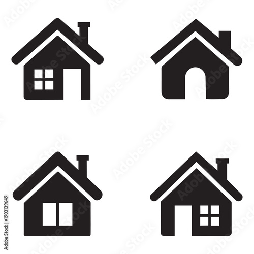 House silhouettes for home building real estate and residential property signs.