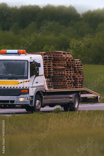 Wallpaper Mural Flatbed truck with wooden pallet cargo in countryside Torontodigital.ca