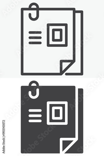 Curriculum vitae document icon set in different style. Line, outline and solid icon versions, editable stroke vector sign and symbol. CV icon.