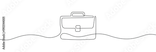 Continuous one line drawing of a professional business briefcase for office work and career. Single line drawing. Editable stroke. Doodle hand drawn vector illustration