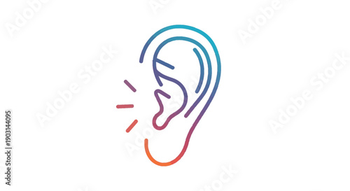 Vibrant Gradient Ear Icon Symbolizing Active Hearing and Communication on White Background