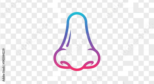 Vibrant Gradient Outline Nose Icon Illustrating Human Anatomy and Sense of Smell Digital Art