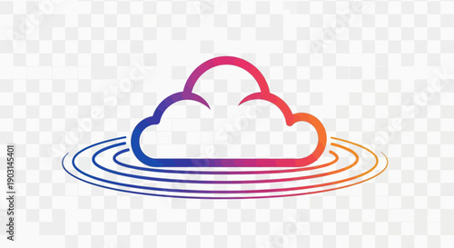 Vibrant gradient cloud icon symbolizing modern digital technology, data storage, and wireless