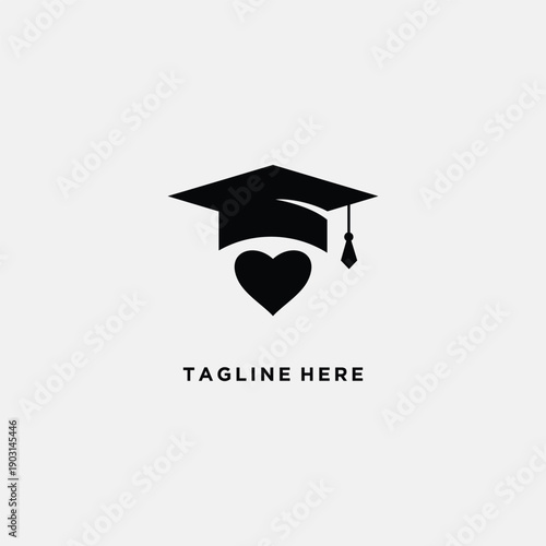 Love of Learning Graduation Cap and Heart Symbol.