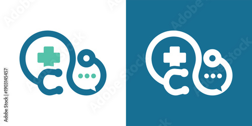 Medical consultation logo design healthcare communication concept online doctor.