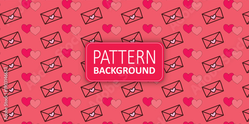 Seamless love pattern background with heart envelopes and romantic symbols