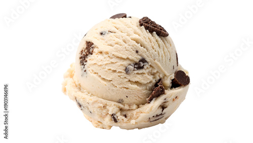 Cuadro en lienzo Creamy cookie dough ice cream in a scoop with chocolate pieces and cookie bites