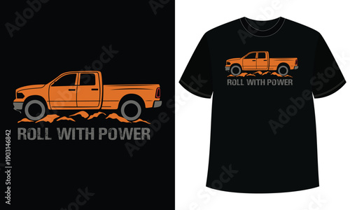  Truck Power Typography T-Shirt Design