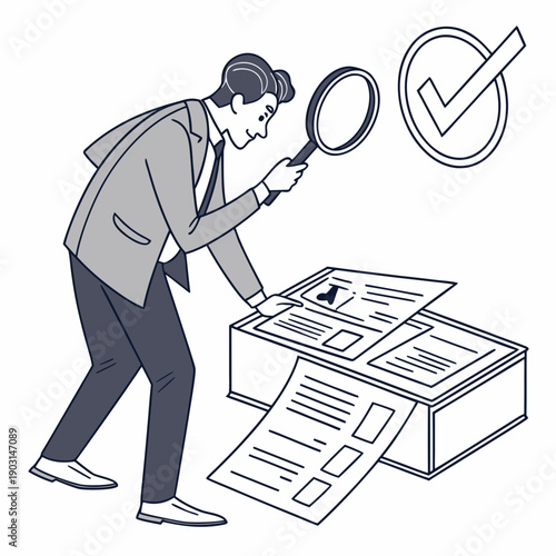 businessman looking at the magnifier