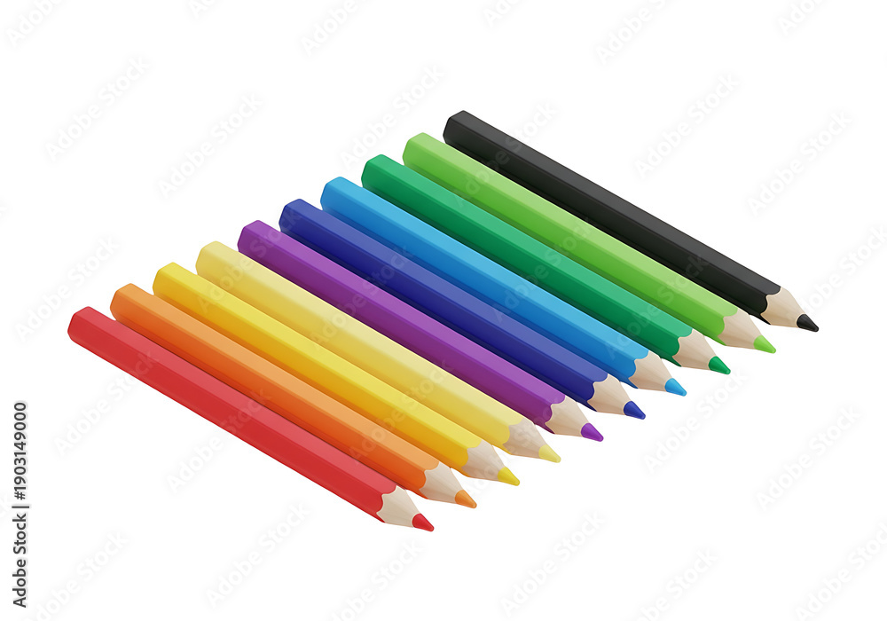 Fototapeta premium Colorful Pencils Arranged in Rainbow Order.