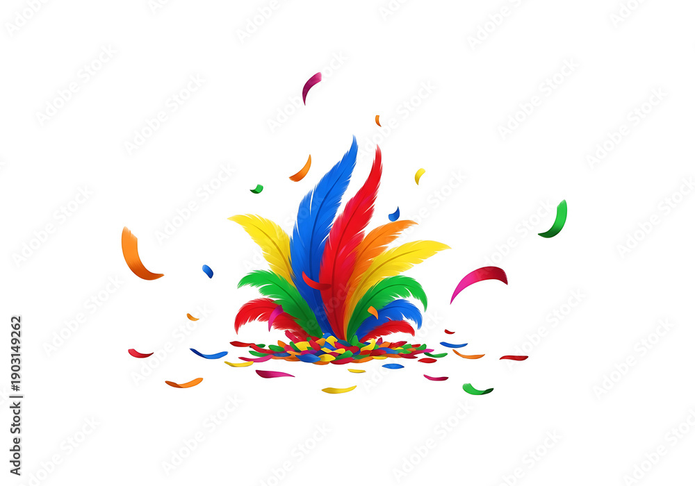 Fototapeta premium Vibrant Confetti Explosion with Colorful Streamers.