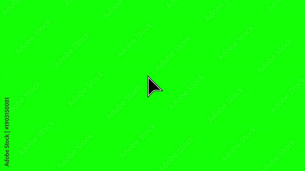 Mouse cursor pointer idle on green screen background. Static UI arrow ...