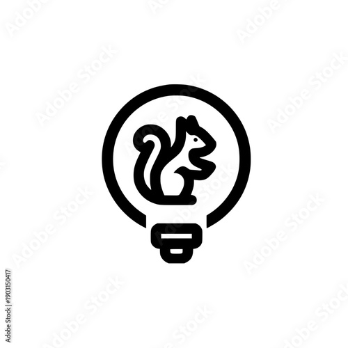 Vector illustration of squirrel figure placed in luminous bulb concept for eco friendly innovation and clever thinking