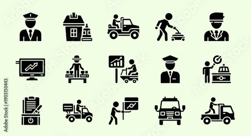 Collection of diverse service and delivery icons.