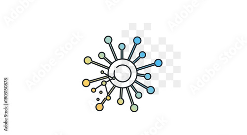 Digital network connections illustration depicting data sharing and technological systems