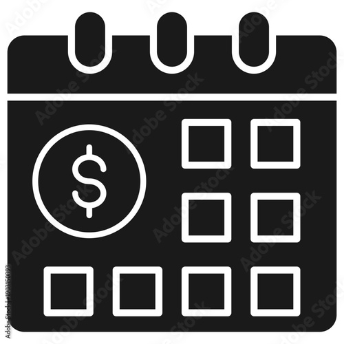 Budget Calendar Glyph Icon