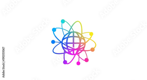 Vibrant global network technology icon representing science and interconnectedness abstract design