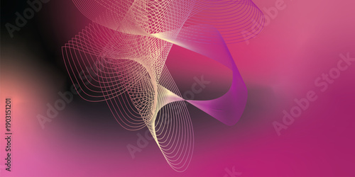 Abstract pink and purple background featuring futuristic wave lines and a digital curve pattern for a modern web design wallpaper illustration