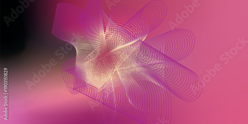 Abstract pink and purple background featuring futuristic wave lines and a digital curve pattern for a modern web design wallpaper illustration
