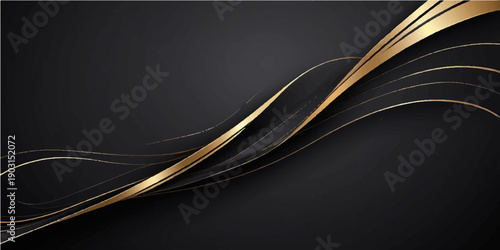 A black leather background features a wavy line vector design with a light curve pattern, creating a sophisticated technology wallpaper and business illustration concept for an artistic web backdrop