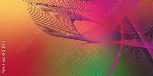 An abstract orange background vector illustration featuring a modern design with wave patterns, blue technology lines, and light curves for a professional business wallpaper or web banner template