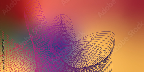 An abstract orange background vector illustration featuring a modern design with wave patterns, blue technology lines, and light curves for a professional business wallpaper or web banner template