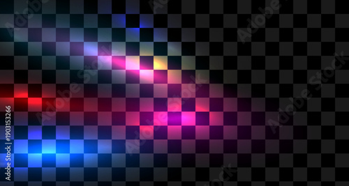 Purple blue light leak effect background. Film bokeh flare overlay. Vintage neon photo filter texture template. Exposed photography wallpaper. Abstract blur ultraviolet gradient backdrop.