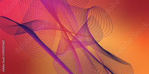 An abstract orange background vector illustration featuring a modern design with wave patterns, blue technology lines, and light curves for a professional business wallpaper or web banner template