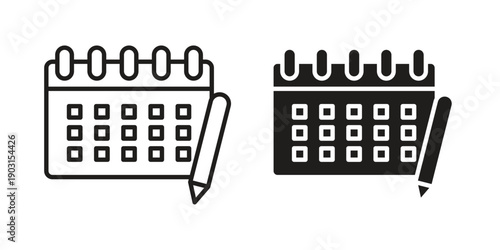 Calendar pen icon vector. EPS 10 editable vector bundle