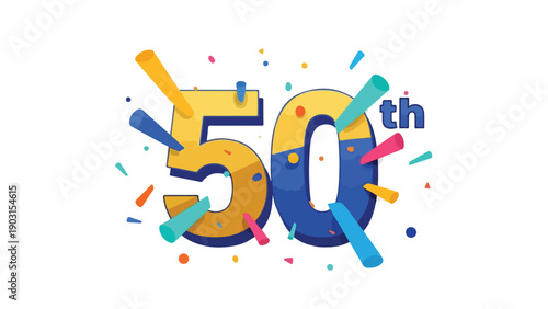 Colorful 50th anniversary celebration with confetti design